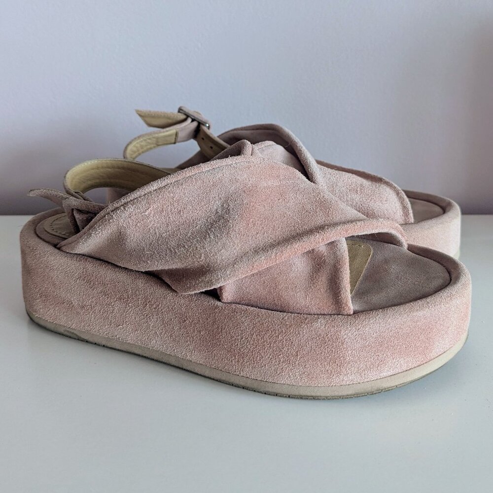 Paloma Barceló Blush Suede Platform Slingback Sandals 37